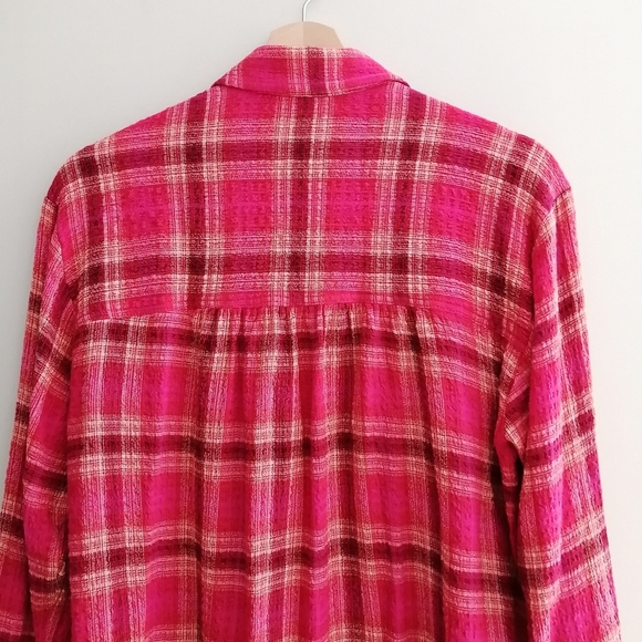 Anthropologie Pilcro Hadley Relaxed Pink Plaid Button Up Small - Picture 10 of 16